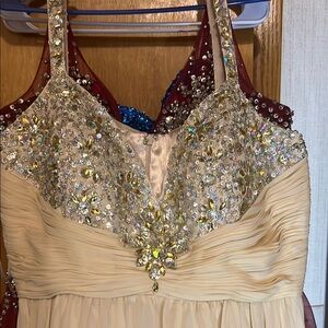 Elegant Beaded Cream Gown